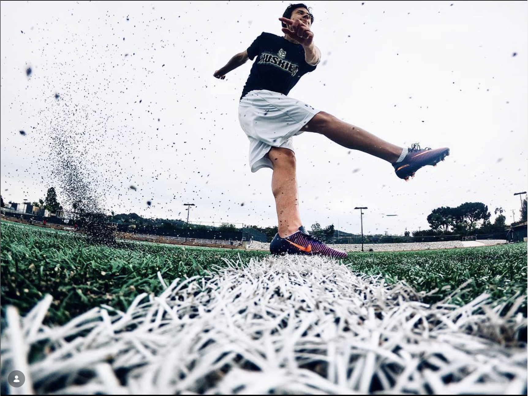 Soccer player kicking